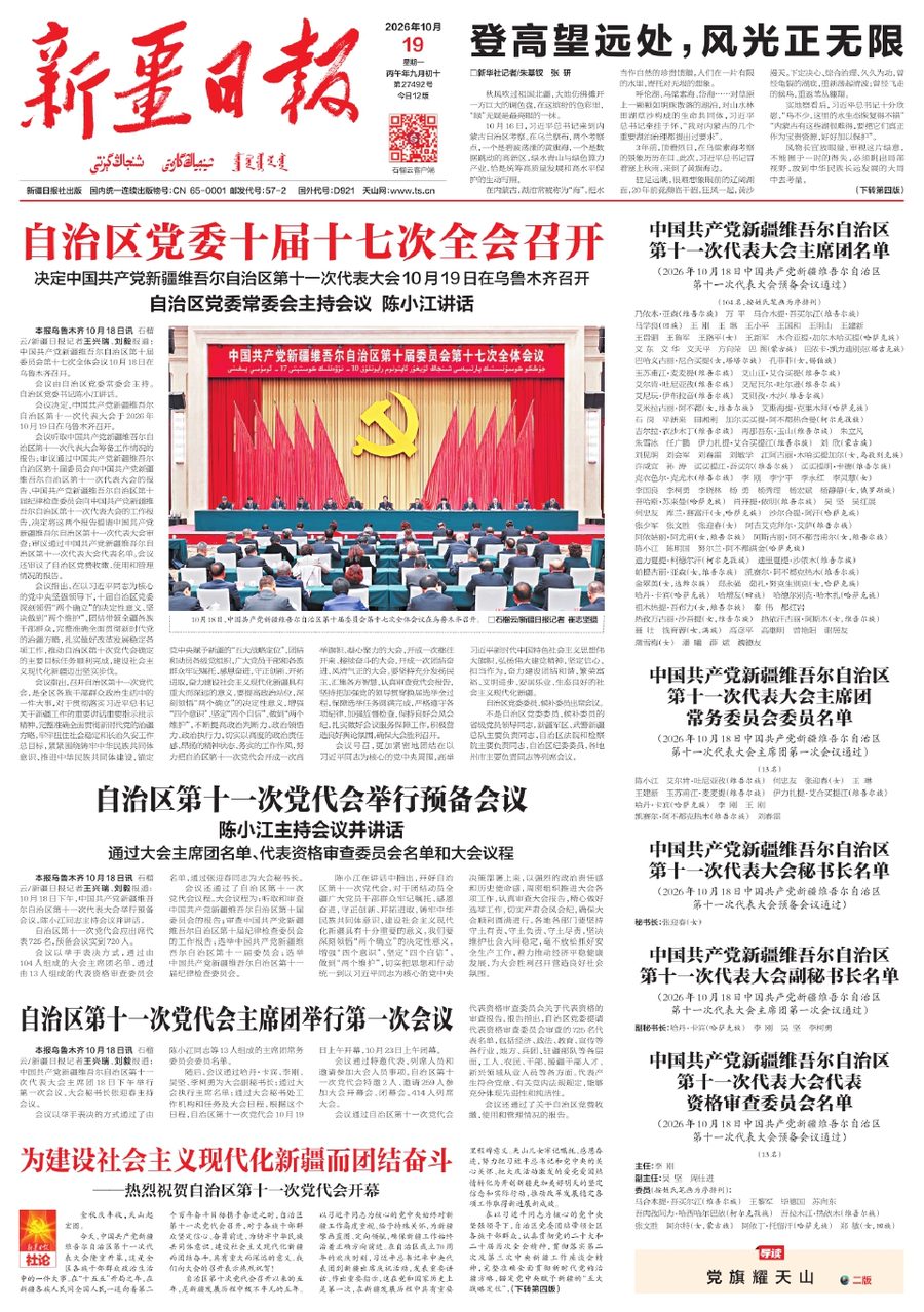 新疆日报 头版